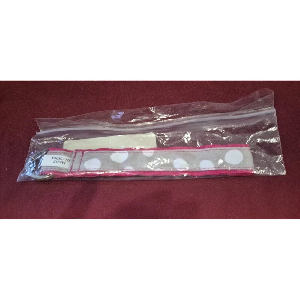 New In Package Thirty One Wristlet Key Fob Polka Dot Gray Pink Replacement New